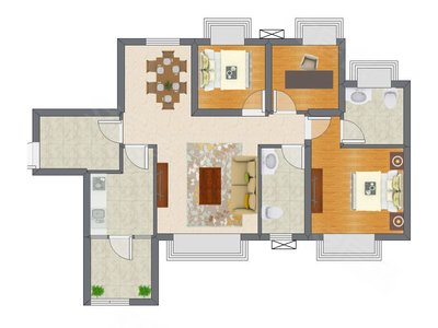 2室2厅 96.00平米