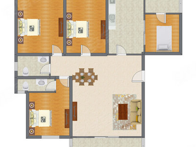 3室2厅 155.00平米户型图