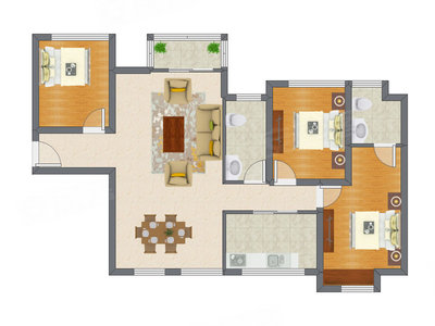 3室2厅 90.59平米