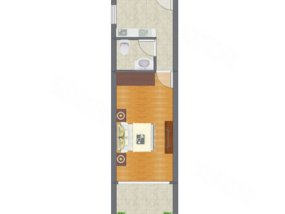 1室0厅 34.94平米户型图