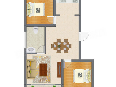 2室2厅 49.80平米户型图