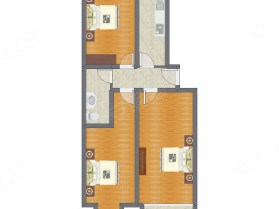2室1厅 86.68平米