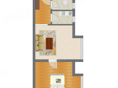 1室1厅 55.72平米户型图