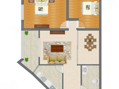 2室2厅 103.52平米户型图