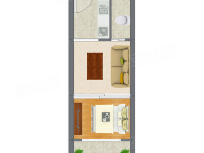 1室1厅 31.32平米户型图