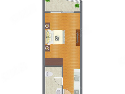 1室0厅 30.81平米户型图