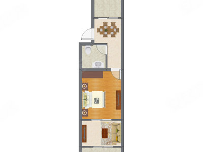 1室2厅 36.74平米