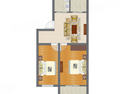 3室1厅 50.99平米