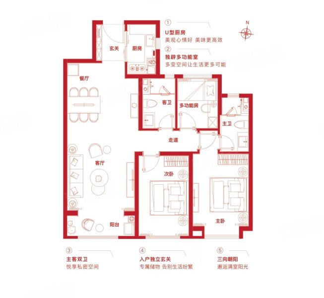 当代府MOMΛ3室2厅2卫117㎡南北173万