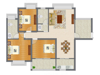 3室2厅 124.15平米