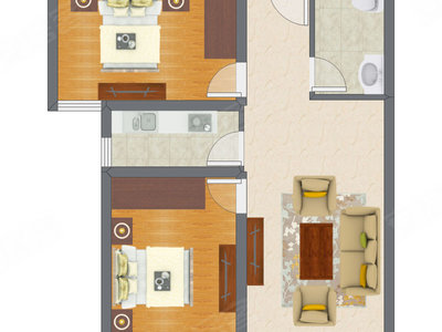 2室1厅 83.56平米