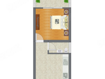 1室1厅 26.16平米