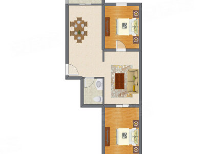 2室2厅 75.53平米户型图