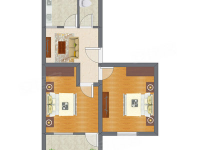 2室1厅 42.11平米