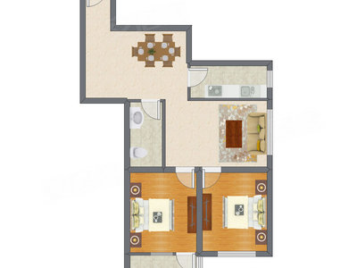 2室2厅 97.45平米