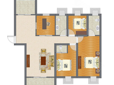 4室1厅 135.00平米