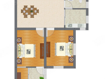 2室2厅 73.71平米户型图
