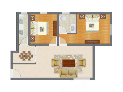 2室2厅 80.64平米户型图