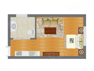 1室1厅 24.58平米户型图