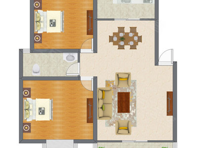 2室2厅 88.00平米