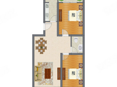 2室2厅 94.53平米户型图