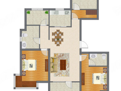 2室2厅 150.00平米户型图