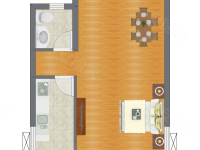 1室0厅 43.20平米户型图
