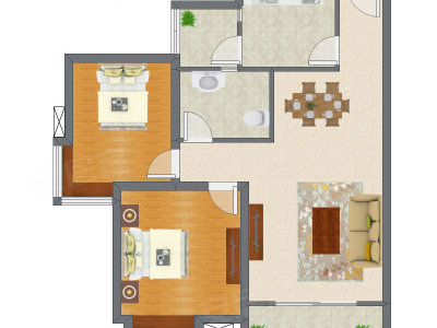 2室2厅 89.40平米户型图