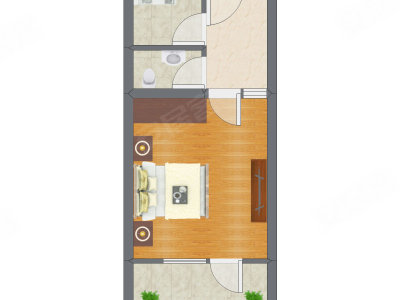 1室1厅 36.50平米户型图