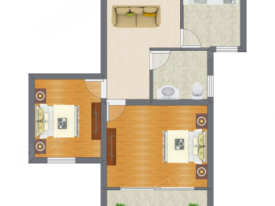 2室1厅 60.30平米户型图