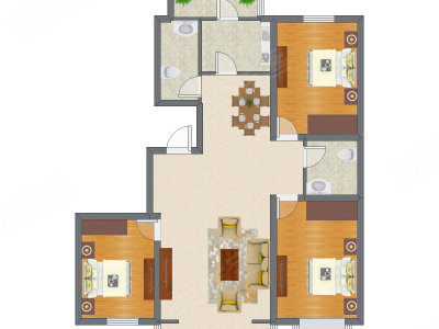 3室2厅 133.43平米