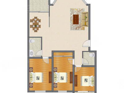 3室2厅 146.30平米户型图