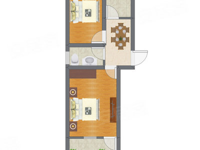 2室1厅 31.42平米户型图