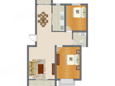 2室2厅 94.70平米户型图