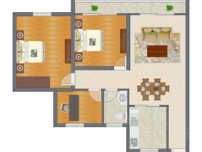 3室2厅 89.80平米户型图