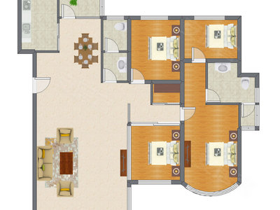 4室2厅 172.26平米户型图