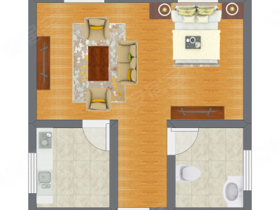 1室1厅 34.78平米