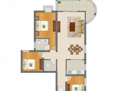 3室2厅 101.53平米