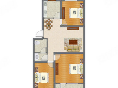3室2厅 111.96平米户型图
