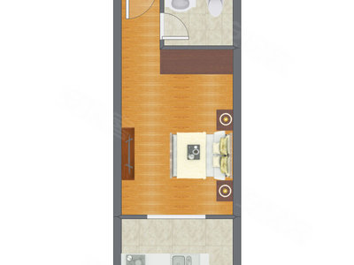 1室0厅 39.12平米户型图