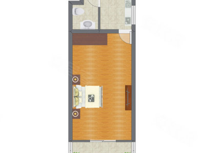 1室1厅 36.57平米户型图