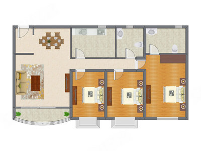 3室2厅 159.52平米户型图