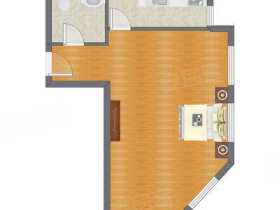 1室0厅 72.74平米户型图