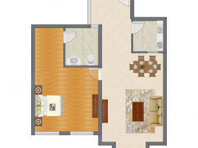 1室2厅 81.80平米