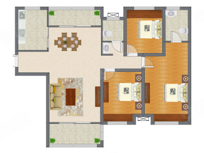 3室2厅 130.36平米