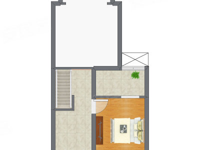 1室2厅 70.57平米户型图
