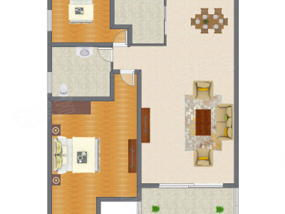 2室2厅 123.84平米户型图
