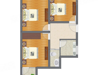 3室1厅 74.27平米户型图