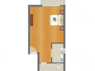 1室0厅 56.83平米户型图