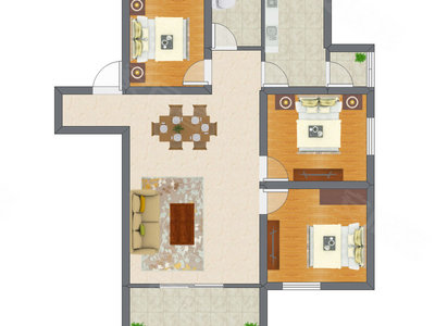 3室2厅 76.80平米